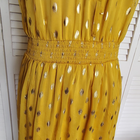 Lulus Yellow Sleeveless Dress with Gold Polka Dots - Picture 12 of 14